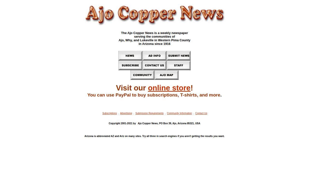 Ajo Copper News issue page with local sheriff log coverage