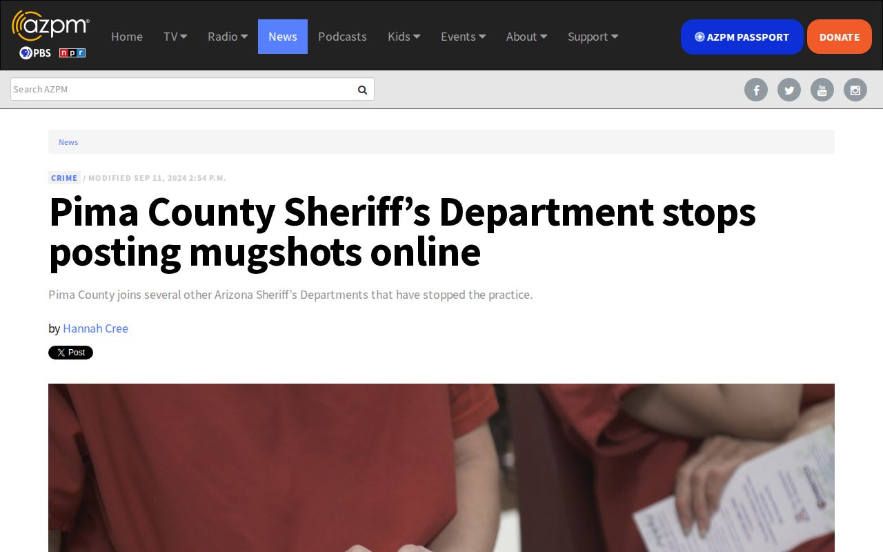 Pima County arrest booking photo policy report