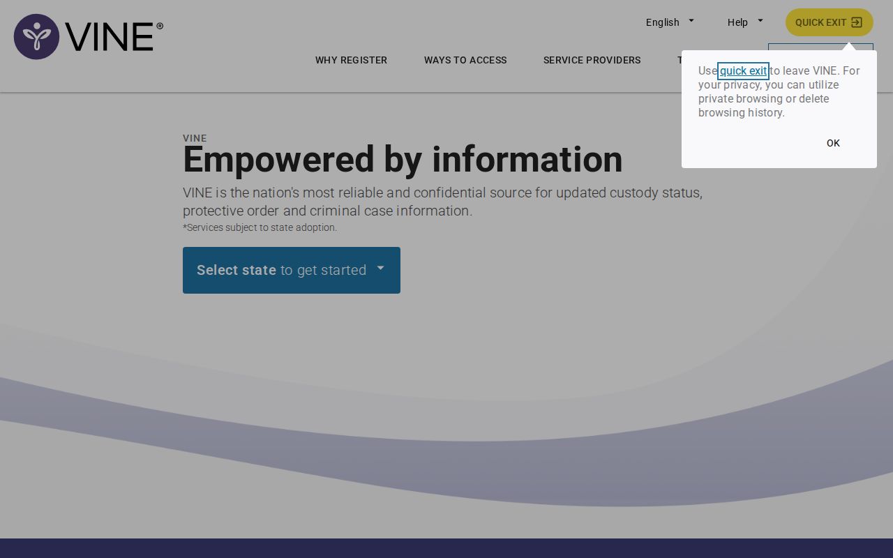 National VINE service information page